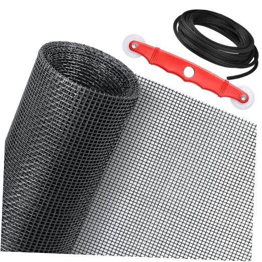 Window Screen Replacement Kit, 48'' x 99'' Fiberglass Screen Mesh with Rolling