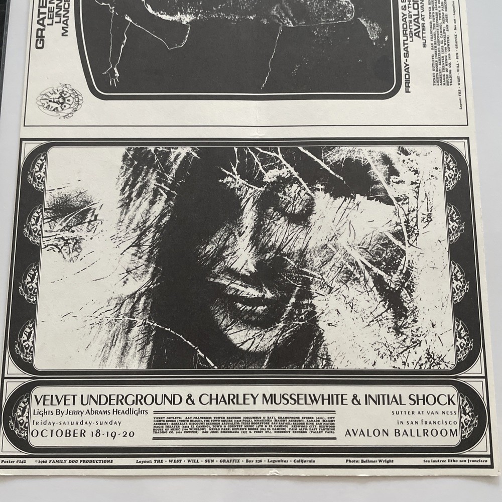 1968 Velvet Underground, Grateful Dead, FD-141 , Double Handbill