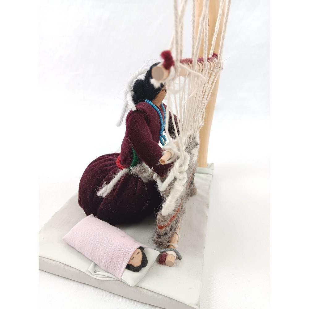 Native American Inspired Doll Weaving Scene Loom