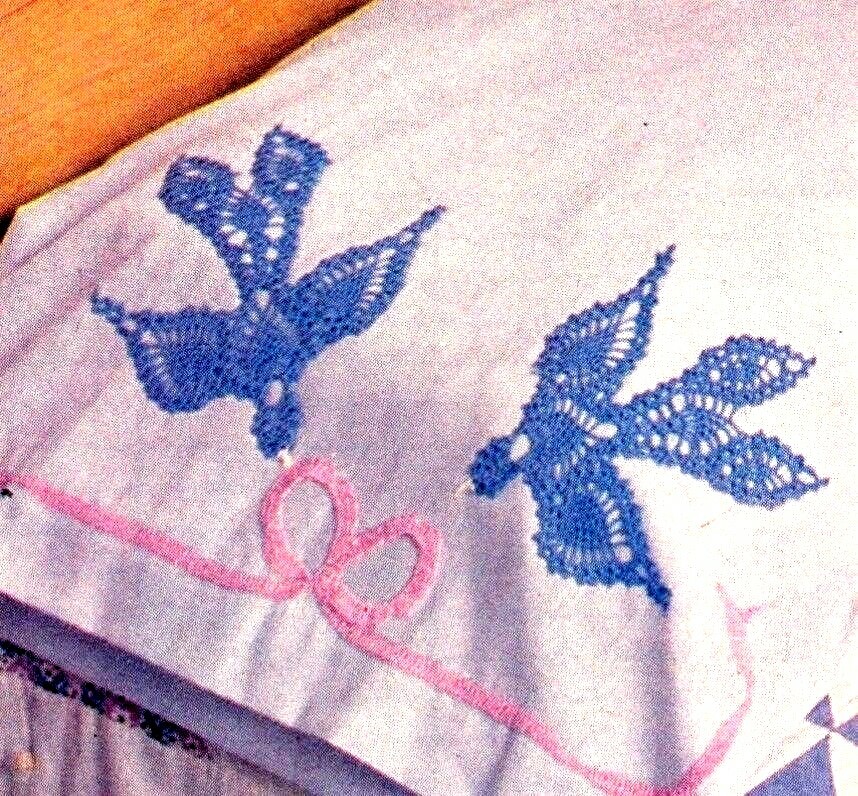LACY Pineapple Bluebird Doily or Applique/CROCHET PATTERN INSTRUCTIONS ONLY