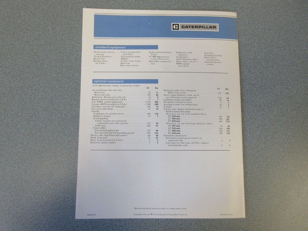 Caterpillar D5B SA Crawler Tractor Brochure