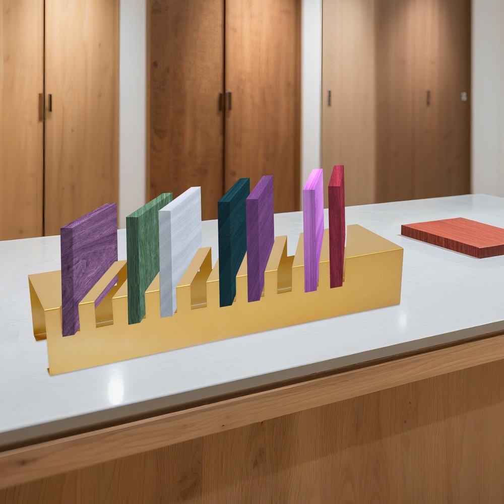 Compact Tile Display Rack - 10 Slots, Slanted Design for Optimal Viewing
