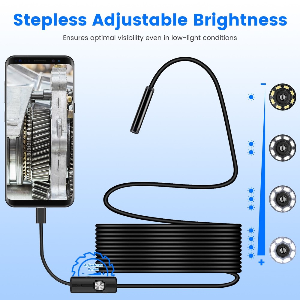 Adjustable LED Lights Endoscope Camera Borescope HD Inspection Camera Waterproof
