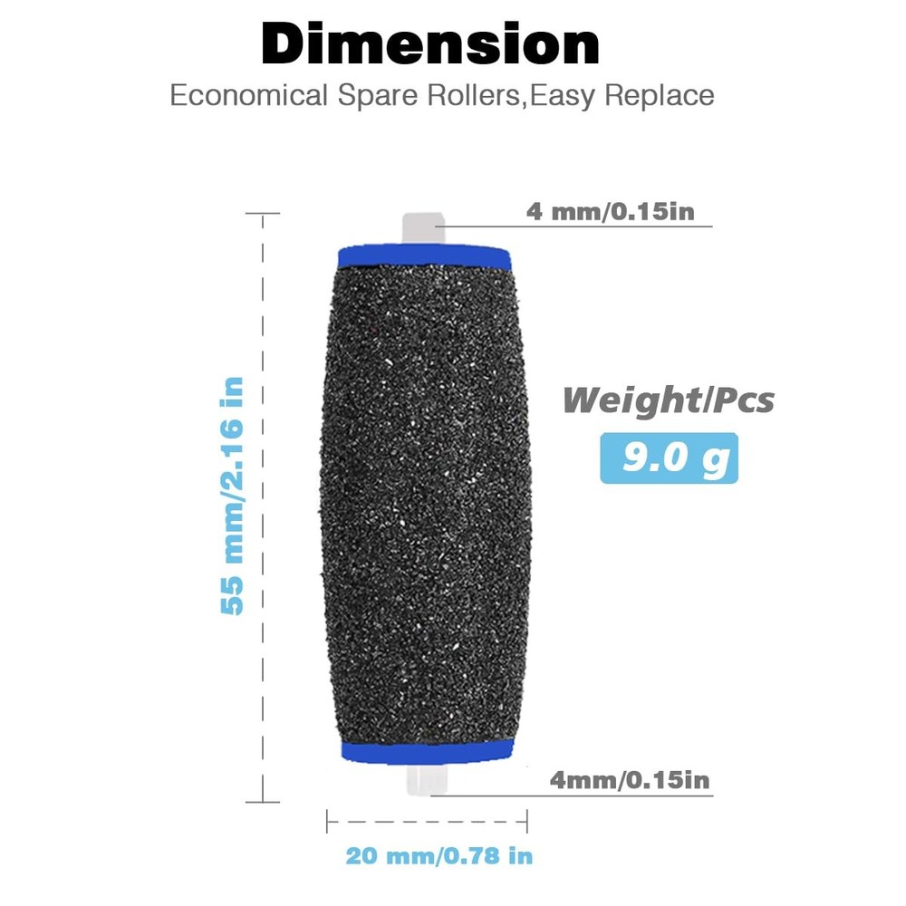 Extra Coarse Replacement Roller 12 Pack Black Compatible with Amope Pedi