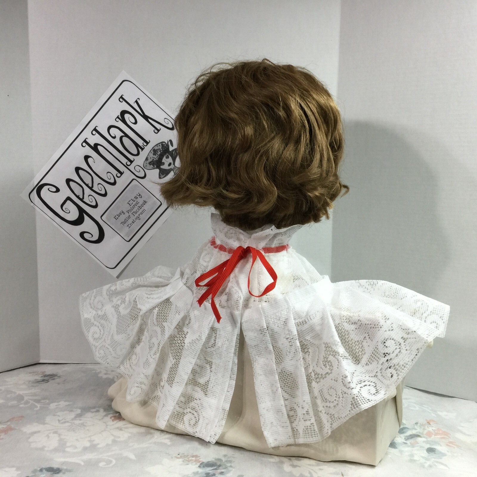 White lace Jabot COLLAR pirate Gothic Lolita Victorian Steampunk red tie 4923