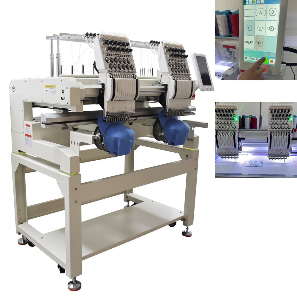 2-head Automatic Computerized Embroidery Machine W/ LCD Touch Screen 12 Needles