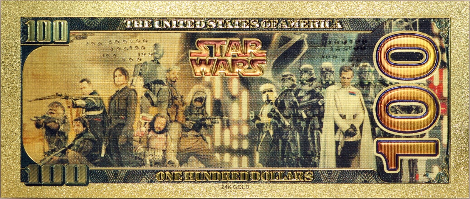 Lot of 8 Star Wars Darth Vader Yoda Luke Han Boba Fett Gold Foil Notes Set XS12