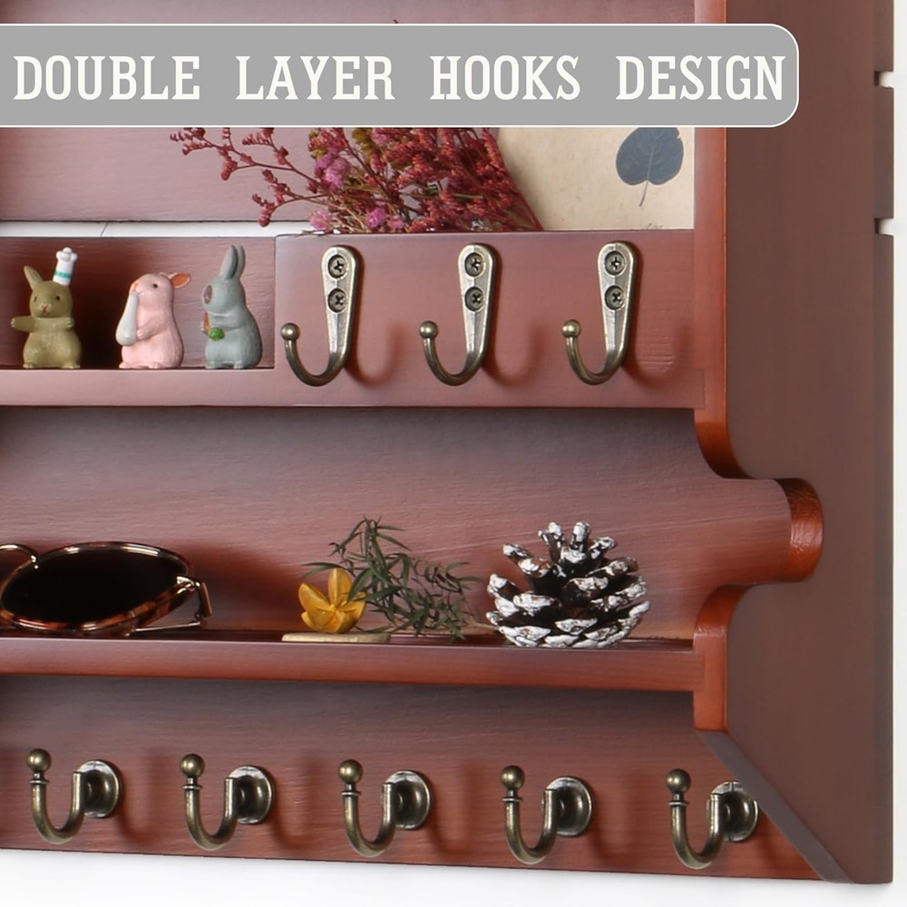 Handcrafted Solid Wood Key Holder for Wall - Artisan Hand-Sprayed Finish & Smoot