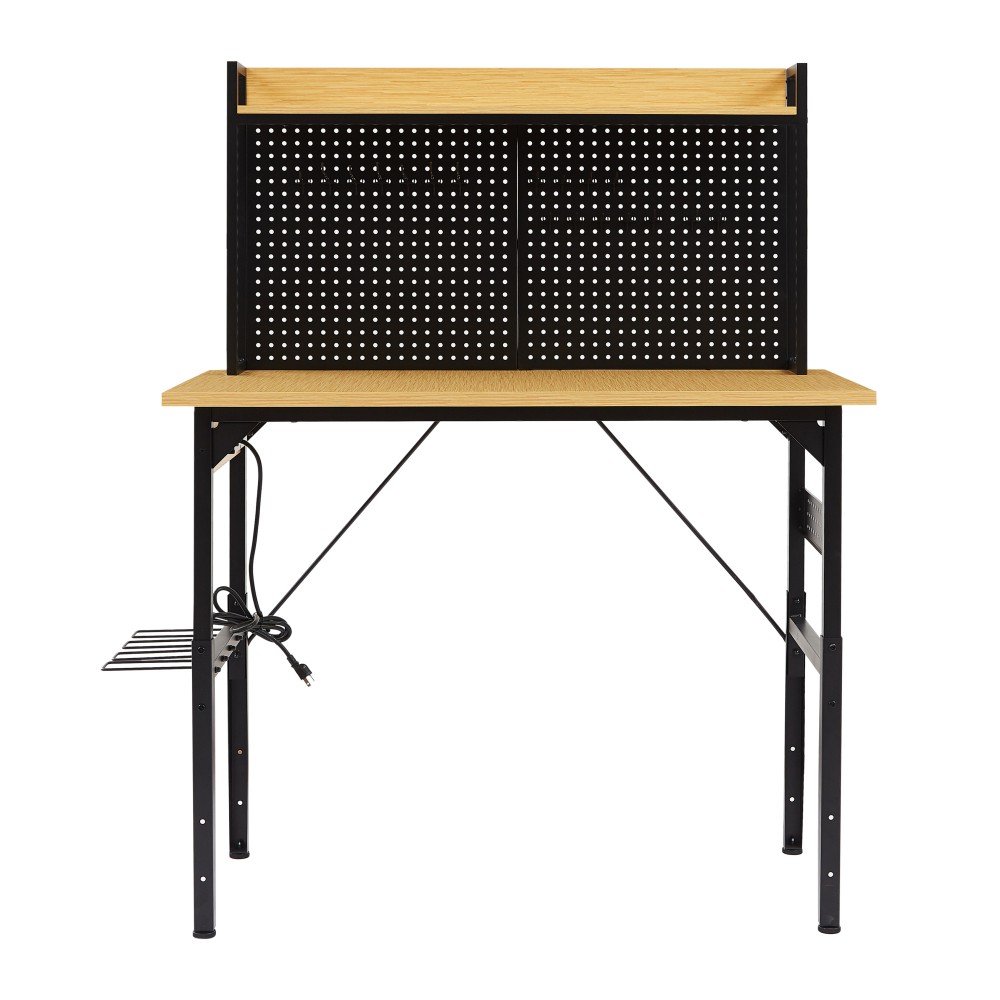 48'' Adjustable Workbench 1600lb Capacity W/Pegboard/Wheels/AC-USB Garage