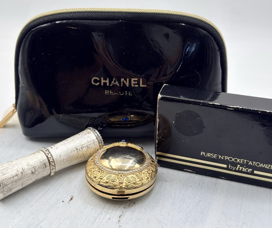 Vintage Compact Lipstick Case Perfume Atomizer Chanel Makeup Bag