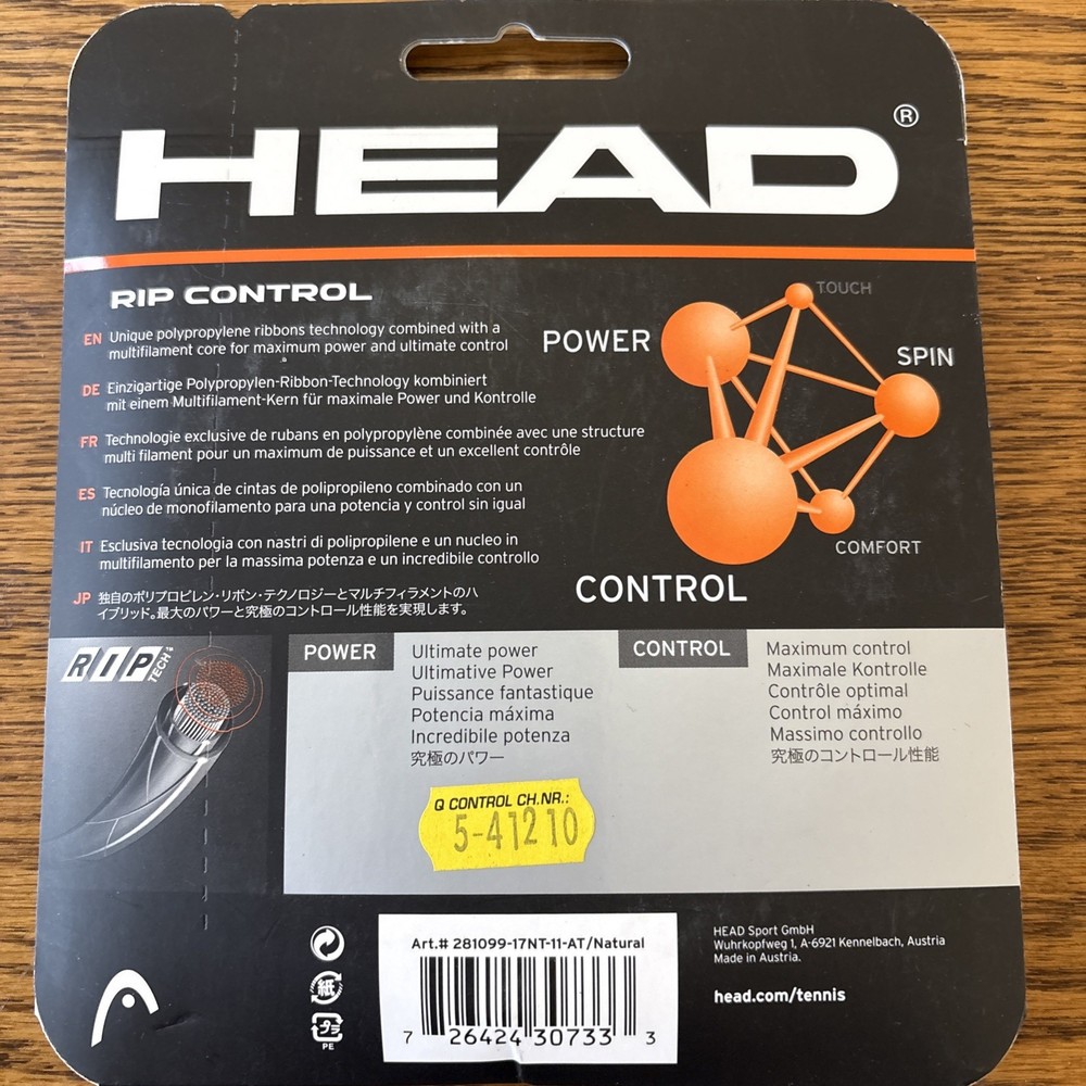 HEAD RIP Control 17 Tennis String Set - Natural