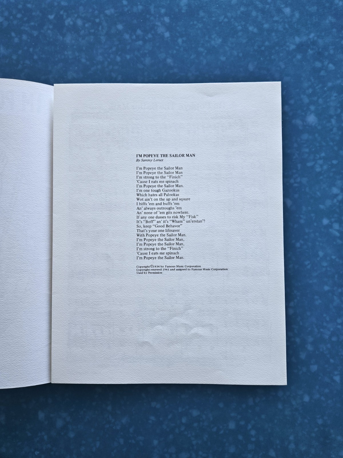 I'm POPEYE The Sailor Man 1934/1961 Sheet Music Cartoon! HTF!