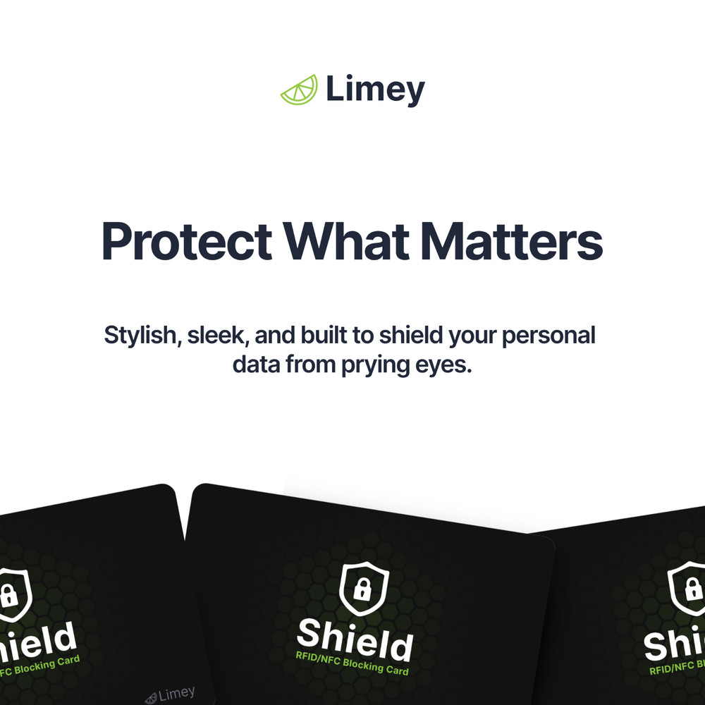 Limey Pack RFID Blocking Card Wallet Protector NFC Contactless Guard Black