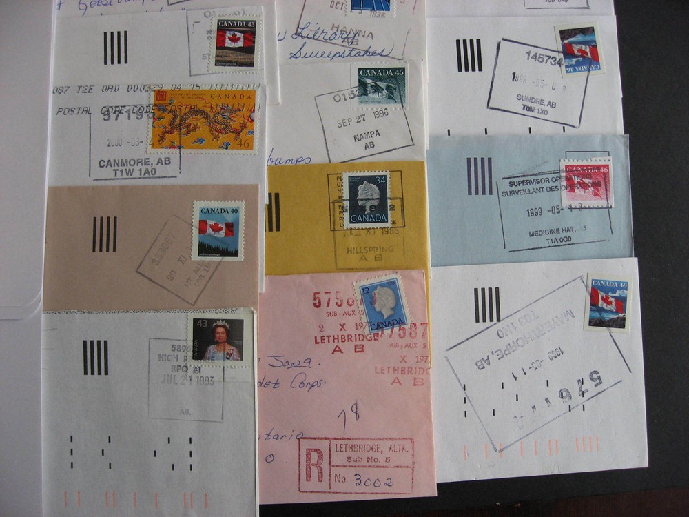 CANADA 17 Alberta mostly POCON cancels on cover (possible duplicates)