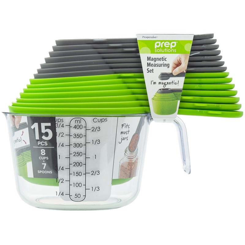 15pc Magnetic Measuring Set Measuring Cups & Spoons Kitchen Tools Space-Saving