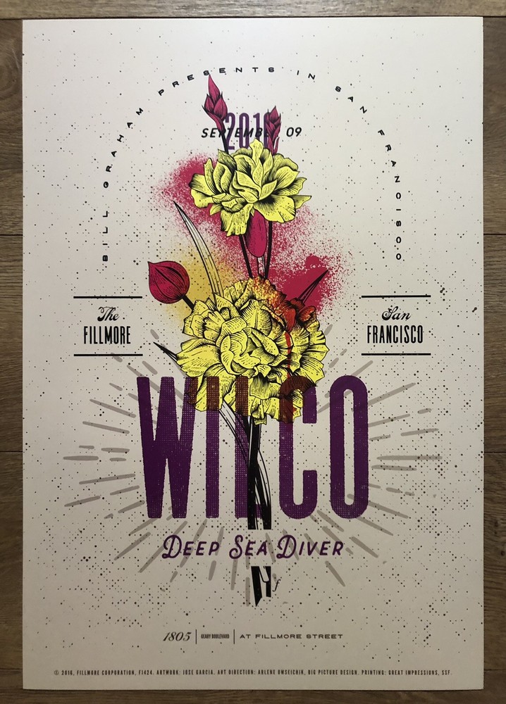 Fillmore SF Poster  Wilco Deep Sea Diver September 9, 2016