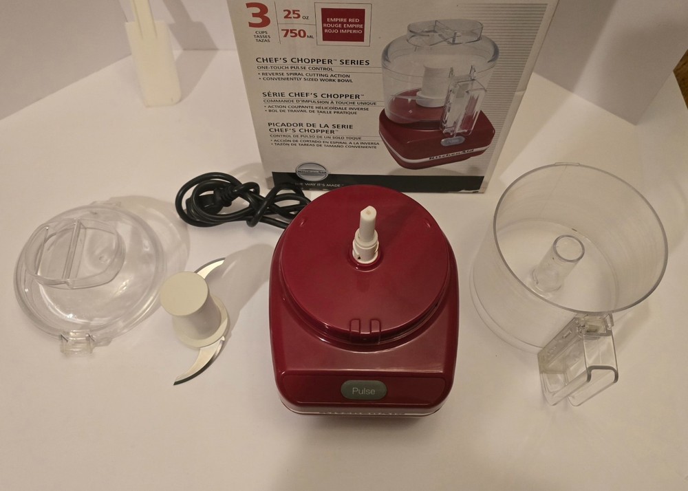 KitchenAid Food Processor Chef's Chopper Series 3 Cup Red *Test & Working*