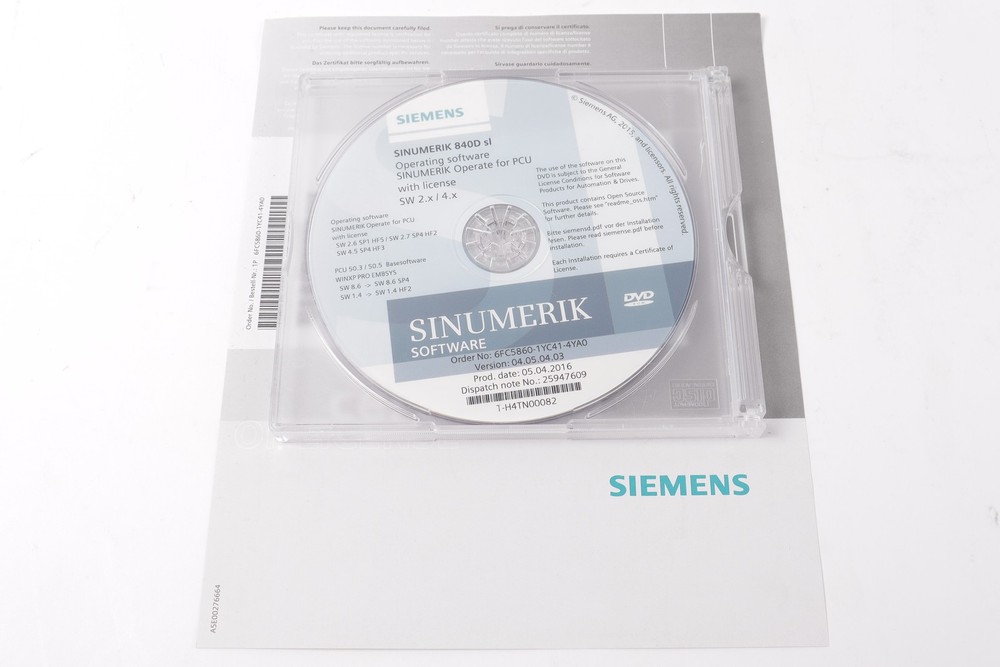 Siemens Sinumerik 840D sl 6FC5860-1YC41-4YA0 operating software software for PCUs