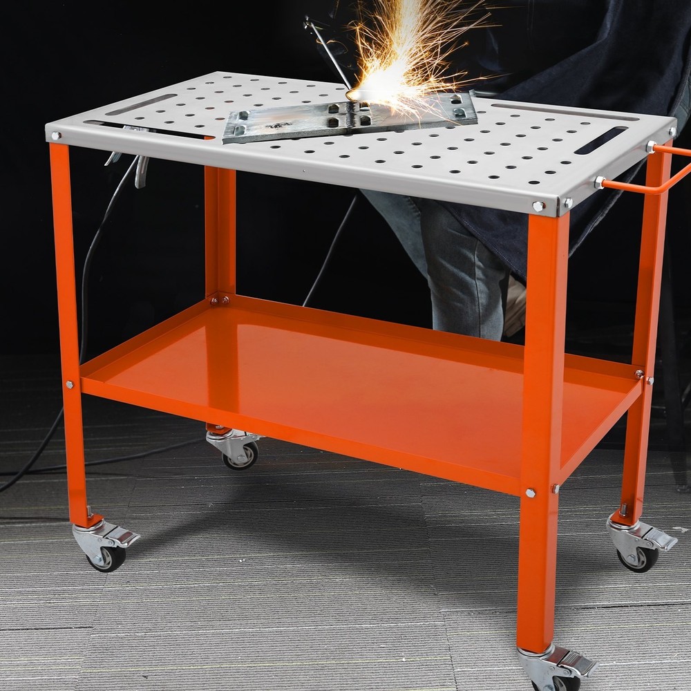 1200 LBS Welding Table Workbench Wheels Lockable Casters 4 Tool Slots