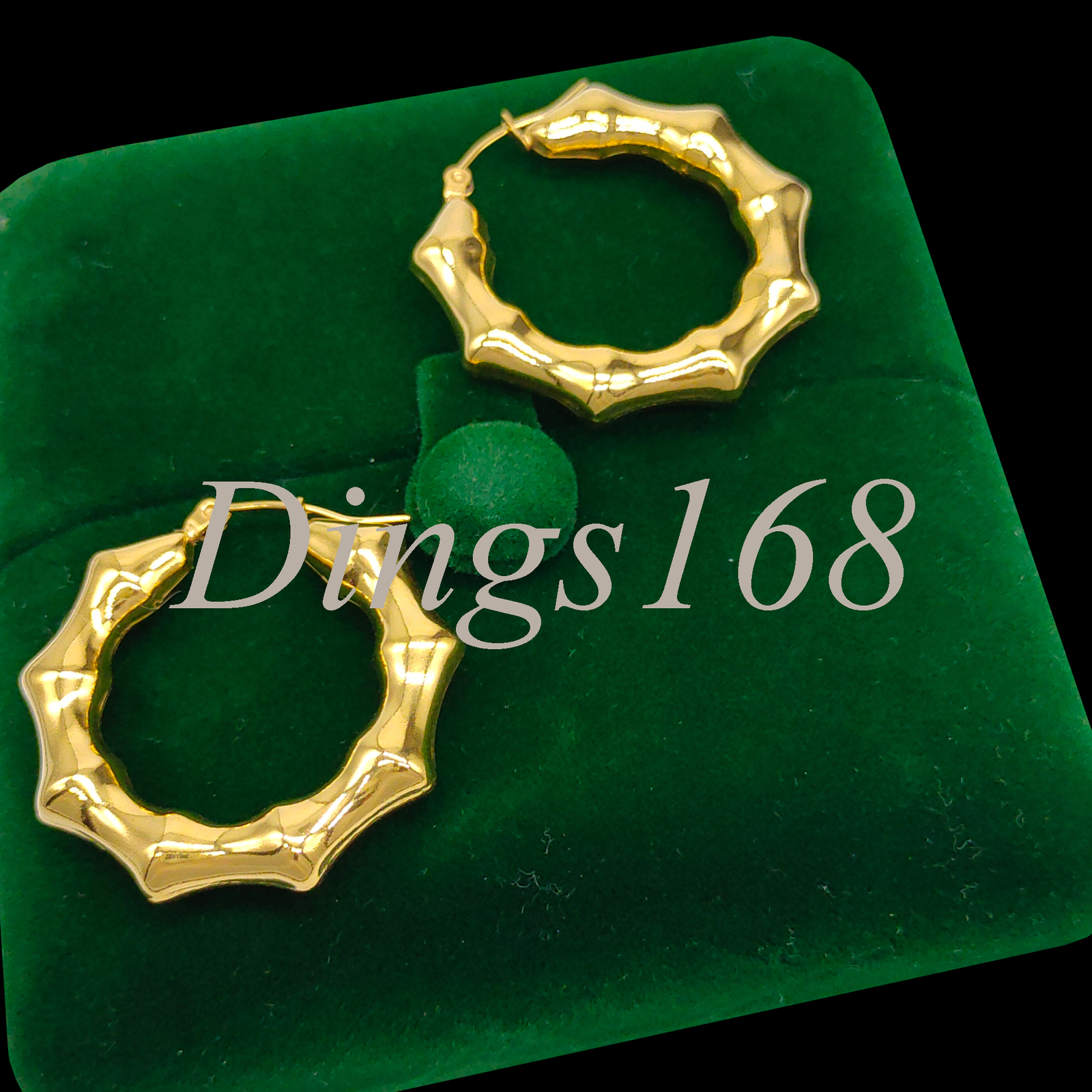 18K Yellow Gold Filled Tarnish-Resist 1.5" MediumSize Bamboo Joint Hoop Earrings