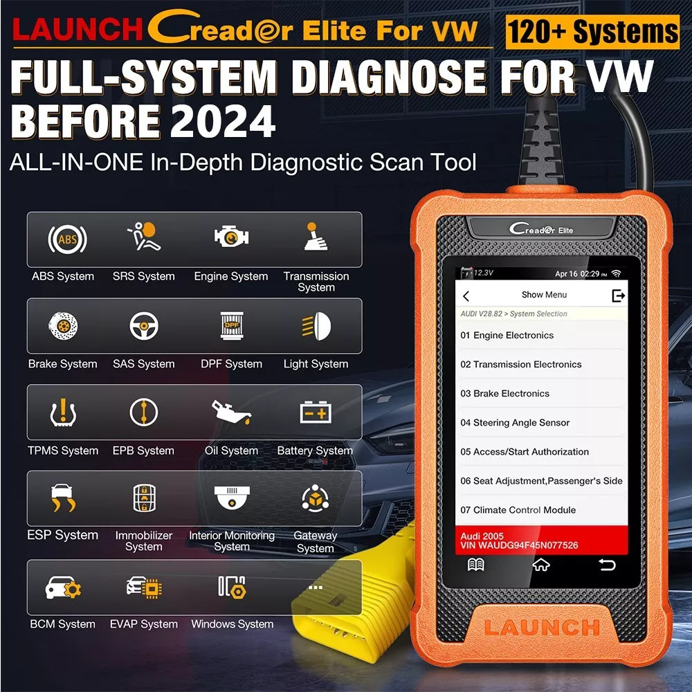 LAUNCH X431 Elite For VW Audi Diagnostic Tools Car OBD2 Scanner Full System Tool