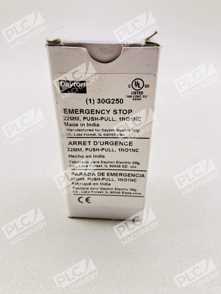 Dayton 30G250 Emergency Stop Push Button Red 22mm