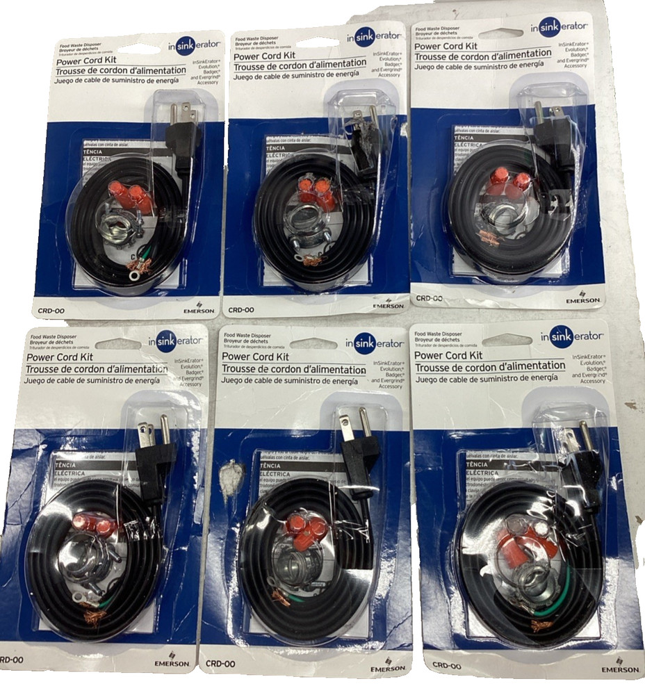 6x InSinkErator CRD-00 Garbage Disposal Power Cord Kit Install Badger Evolution