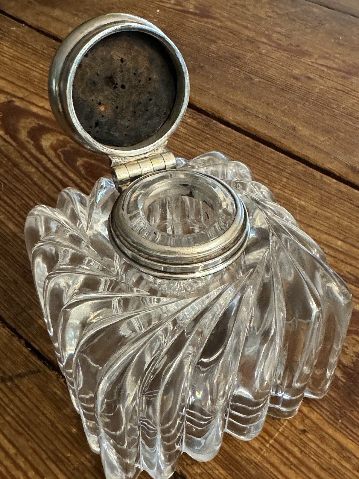 19th Century Tiffany & Co Sterling Silver and Cut Crystal 3.75” Inkwell and Cap