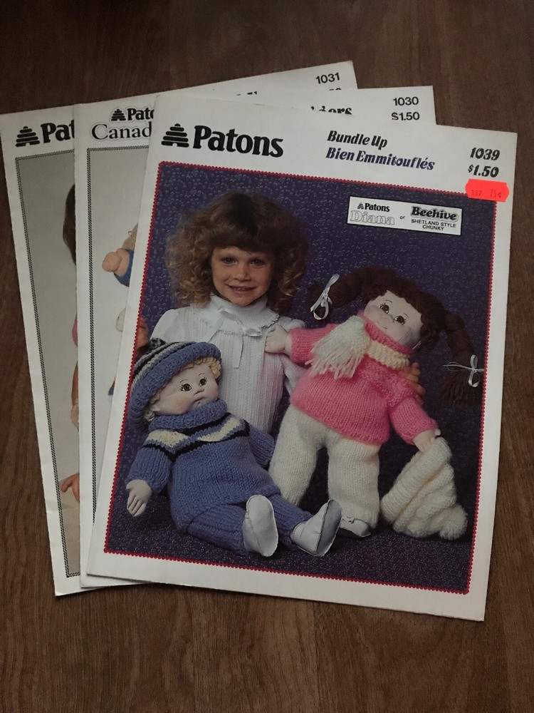 3~Patrons Doll Knitting Leaflets~For Cabbage Style Dolls