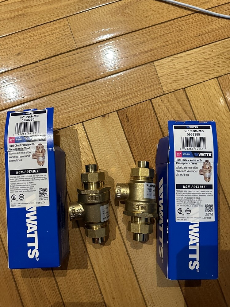 WATTS 1/2” DUAL CHECK VALVE WITH ATMOSPHERIC VENT 9DS-M3