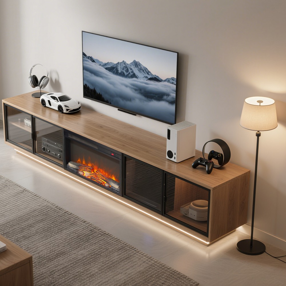 23'' Electric Fireplace Insert, Heater, Remote Control, Overheating Protection
