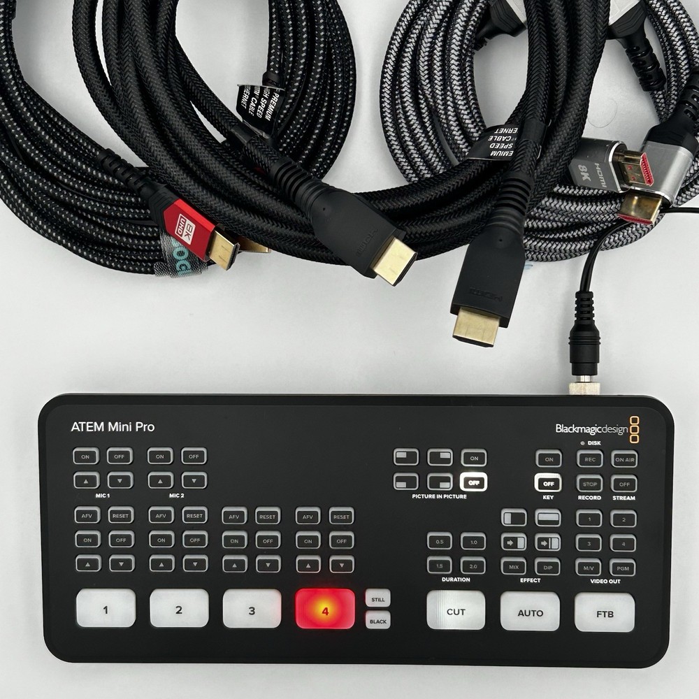 Blackmagic Design ATEM Mini Pro ISO Live Stream Switcher & HDMI Cables EUC WORKS