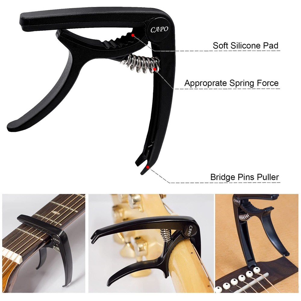Anvin Acoustic Guitar Accessories Kit - Replacement Strings, Picks, Capo, Str...
