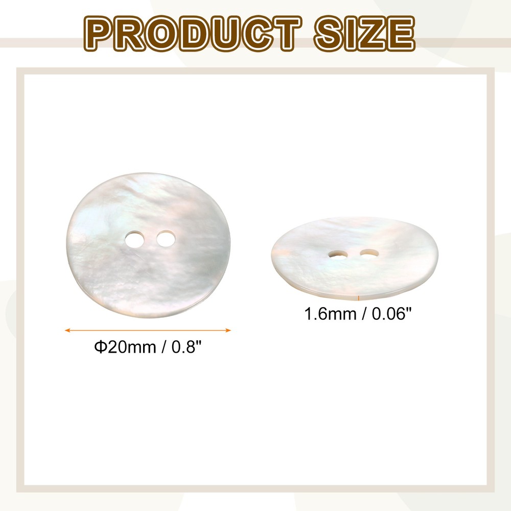 10pcs Pearl Shell Buttons 0.8" Round Shell Sewing Button for Cloth Craft
