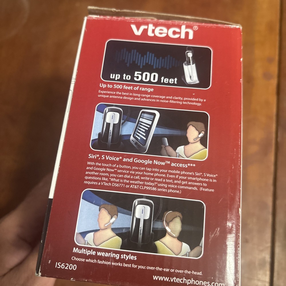 VTech IS6200 DECT 6.0 Accessory Cordless Headset Silver/Black 500 ft range