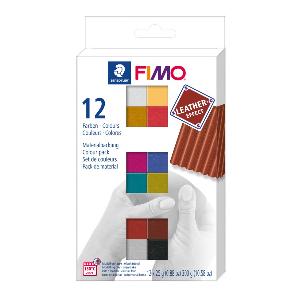 Original FIMO® Leather Effect Modelling Clay (oven-bake) 12 Assorted Colors Pack