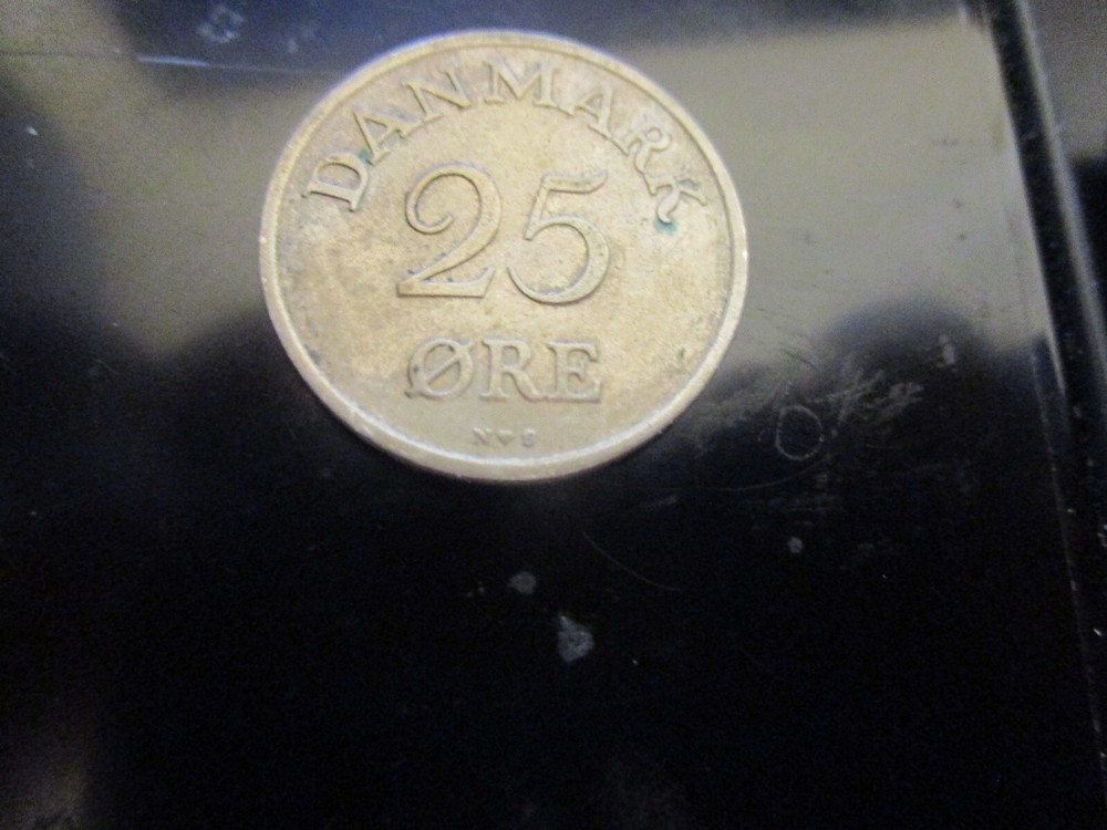 1949 Denmark 25 Ore Coin