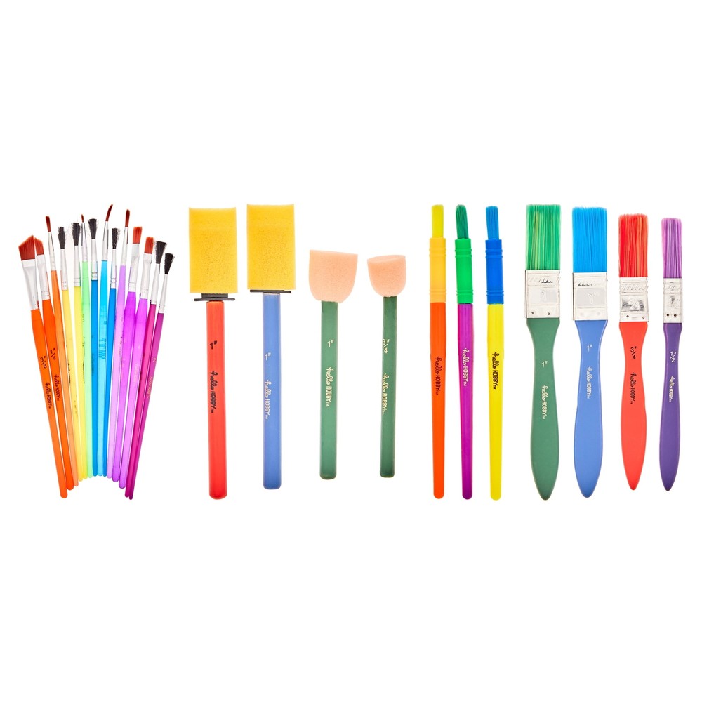 Hello Hobby Assorted Paint Brushes, 25 Count
