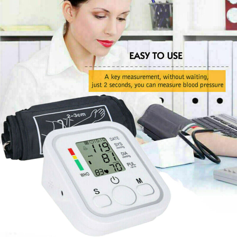 Digital Automatic Blood Pressure Monitor Upper Arm BP Machine Heart Rate Machine