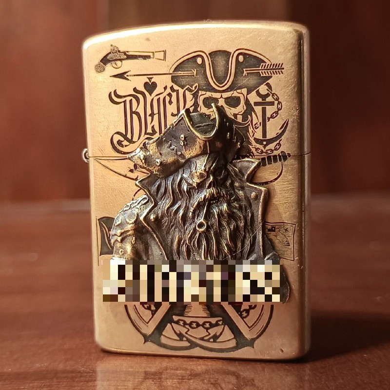 Brass Pirate Captain Emblem Lighter DIY Patch Accessory No Lighter