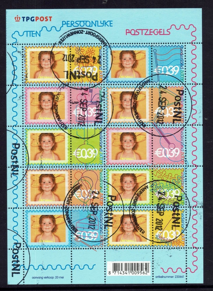 NETHERLANDS 2003 PERSONAL STAMPS SHEETLET USED
