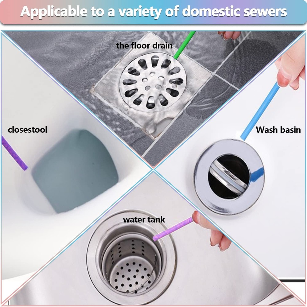 SAISN 72pcs Drain Cleaner Deodorizer Sticks - Keep Drain Pipes Clear, Prevent...