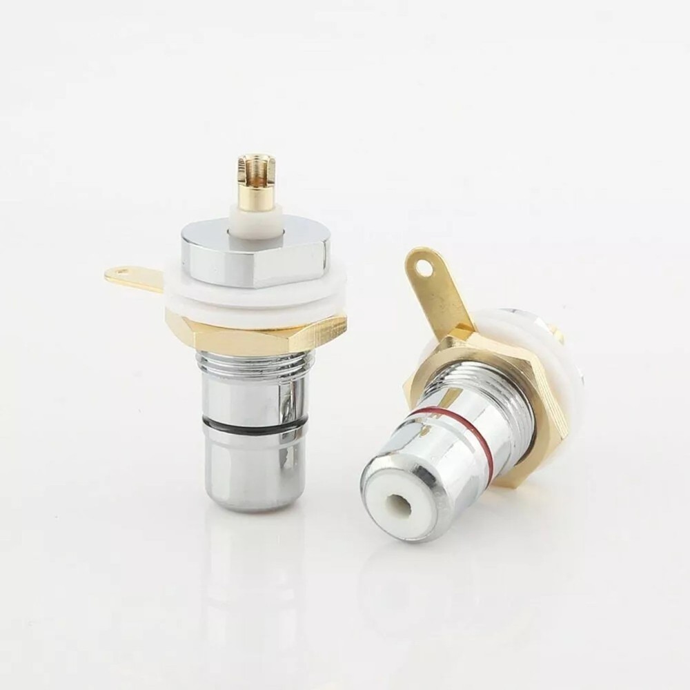 4Pcs Rhodium Plated RCA Socket Female Panel Mount Plug Audio Terminal Chassis