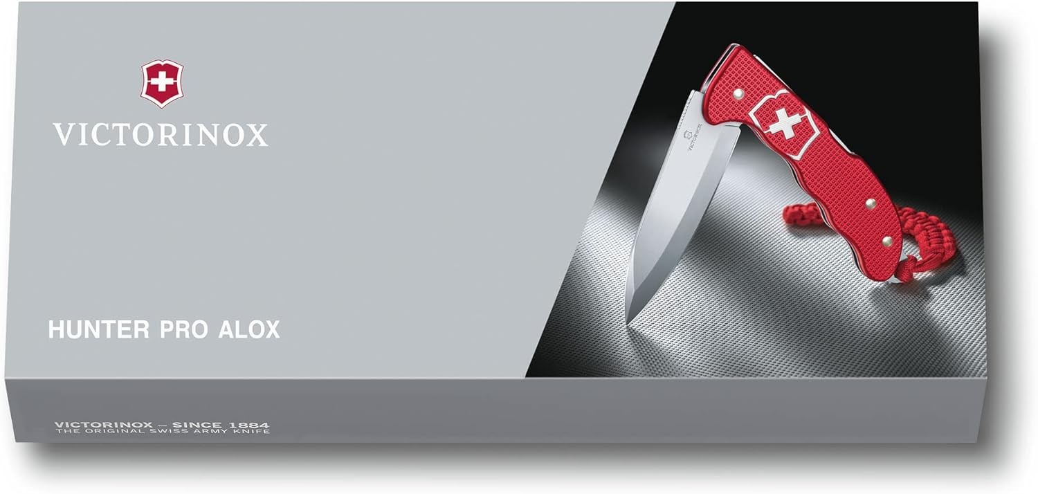 Victorinox Hunter Pro Red Alox Pocket Knife with Lanyard & Lock Blade 0.9415.20