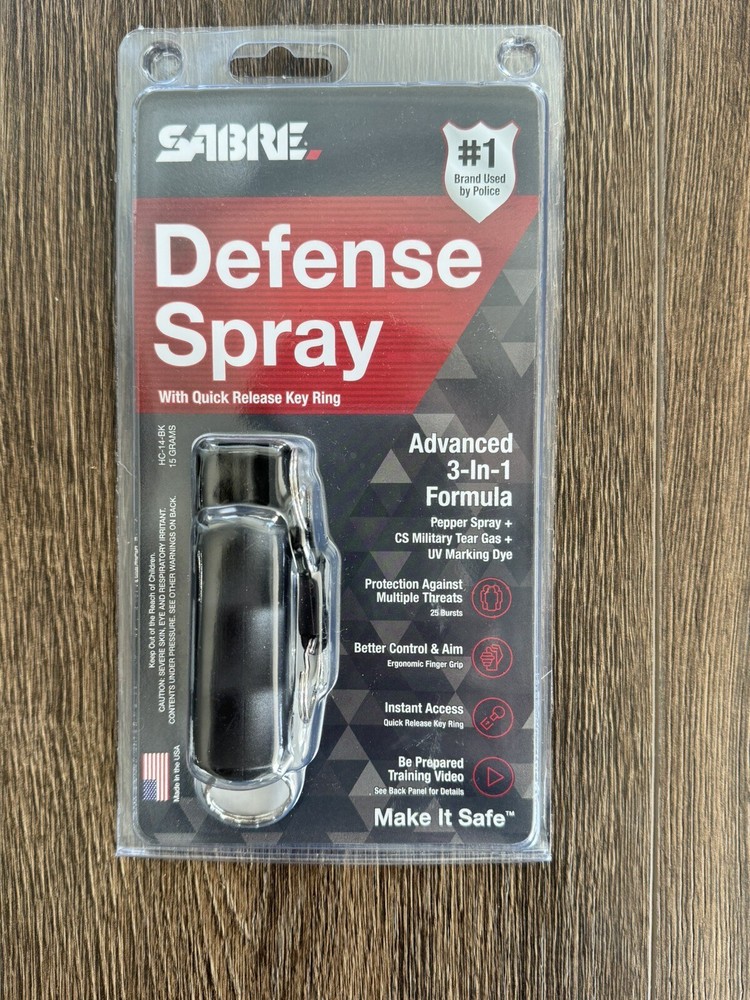 Sabre Pepper Spray with Quick Release Key Ring - Black