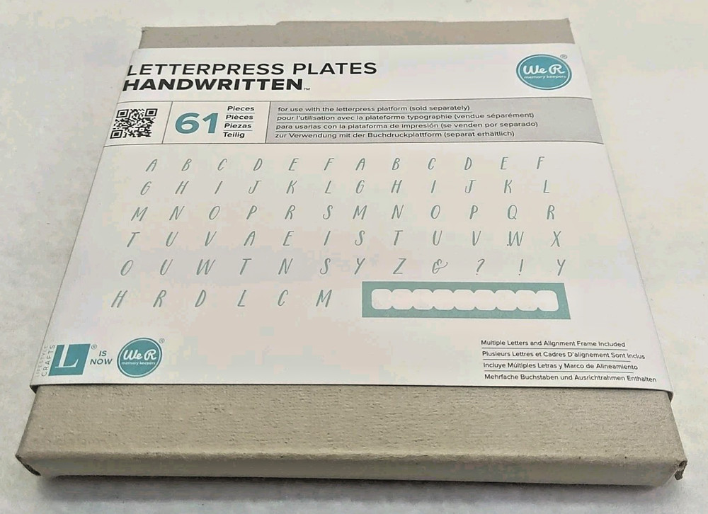 We R Memory Keepers Letterpress Plates Handwritten 61 Pieces