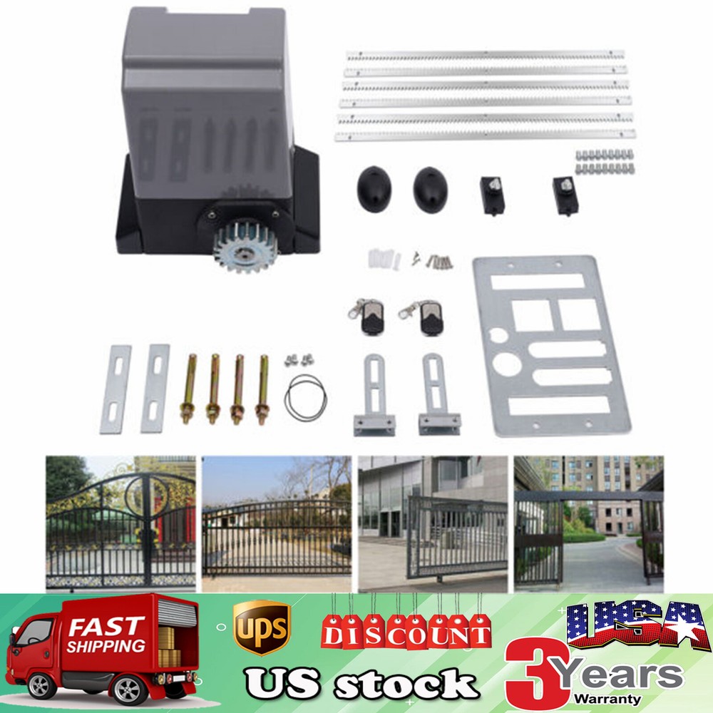 4400LBS Automatic Electric Sliding Gate Opener Motor Operator w/Remote Control