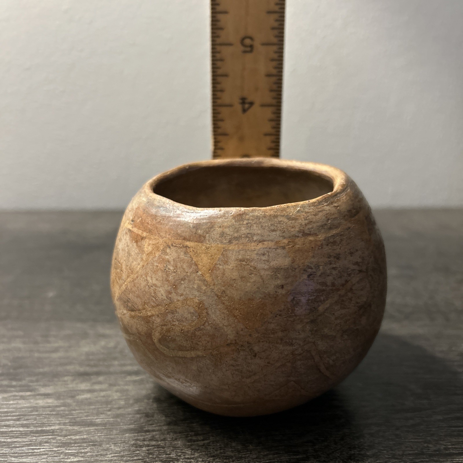 Antique Original Native American Indian Clay Pottery Bowl; Small