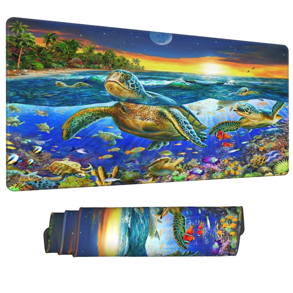 Desk Mat,Sea Turtle Extended Gaming Mouse Pad for Office Work & Game,Computer...