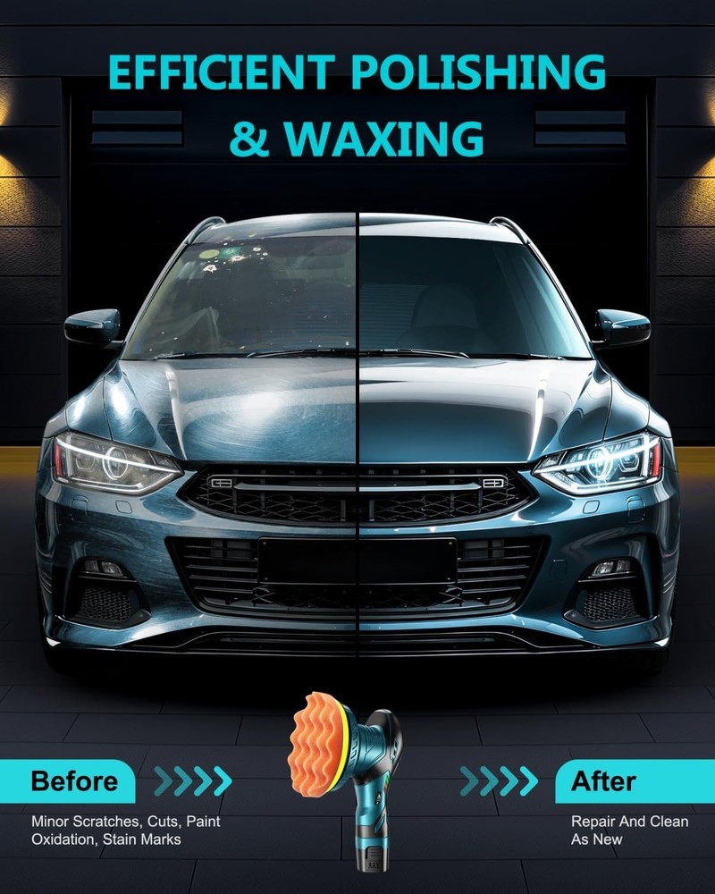 Lightweight Cordless Buffer Polisher - 50W Power and Customized Speed Settings